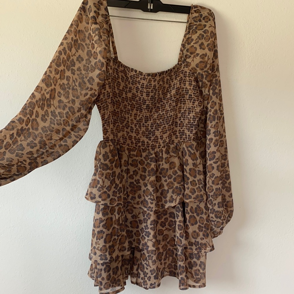 EXPRESS Animal Print Off Shoulder Romper